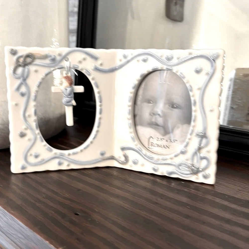 Roman 6x4 Porcelain Nursery Frame. Newborn | Decor | Heirloom | Christening